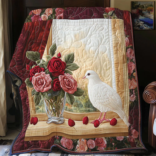 Roses And Doves Quilt Blanket
