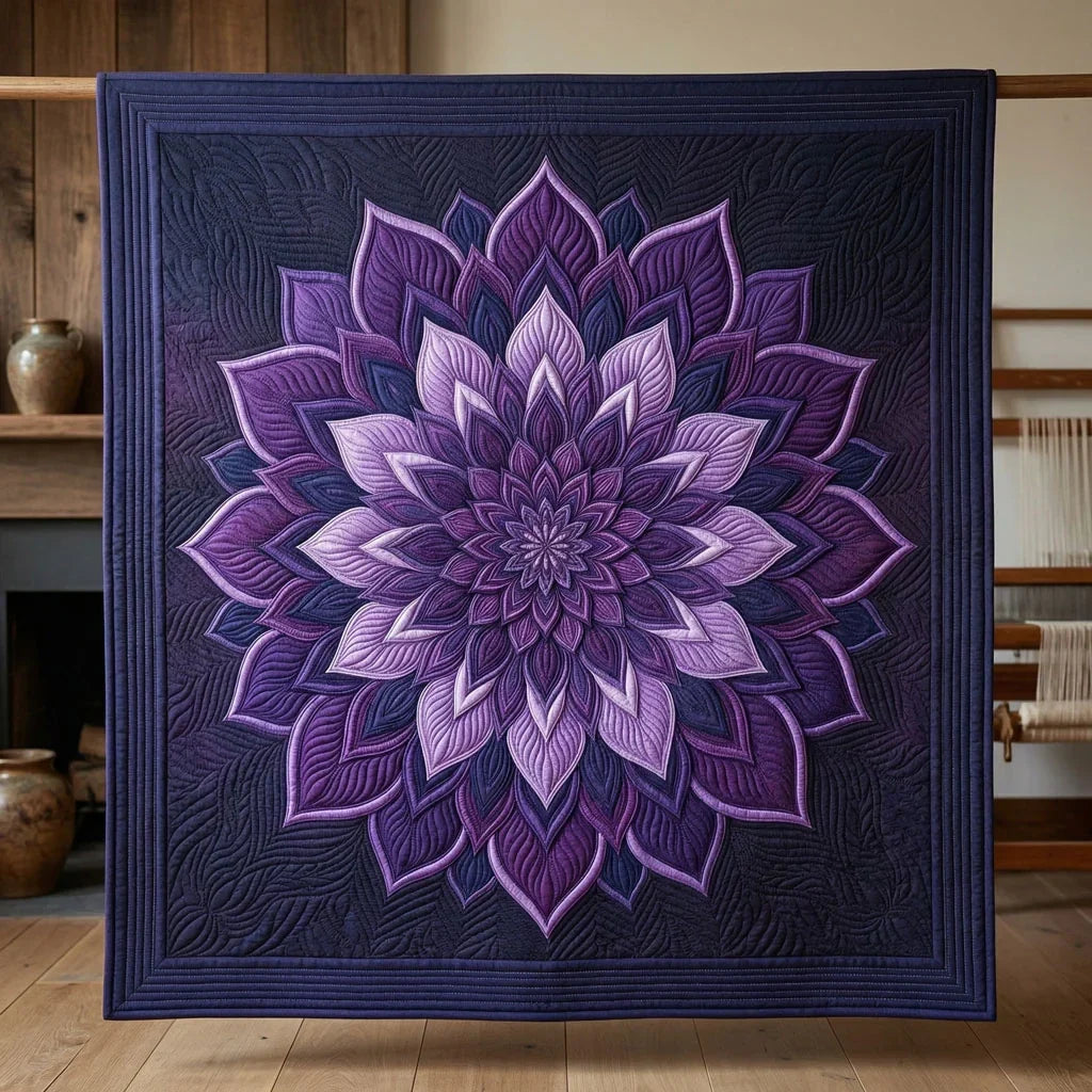 Royal Amethyst Petal Quilt Blanket