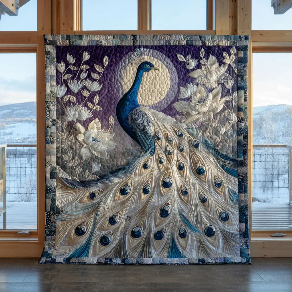 Royal Jewel Peacock Quilt Blanket