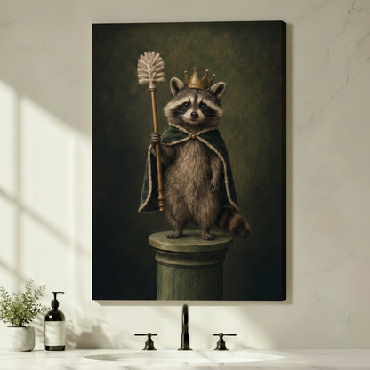 Royal Raccoon King Throne Funny Canvas Art Wall Art