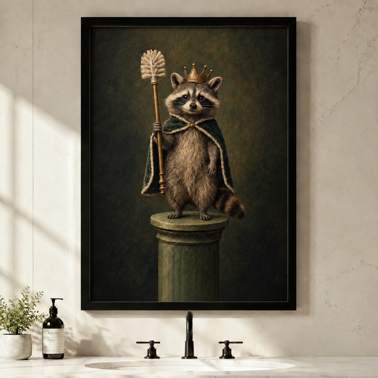 Royal Raccoon King Throne Funny Canvas Art Wall Art