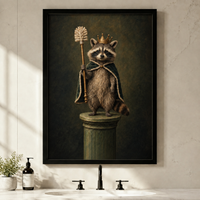 Royal Raccoon King Throne Funny Canvas Art Wall Art