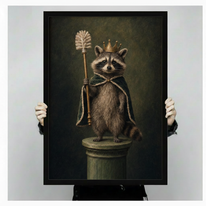 Royal Raccoon King Throne Funny Canvas Art Wall Art