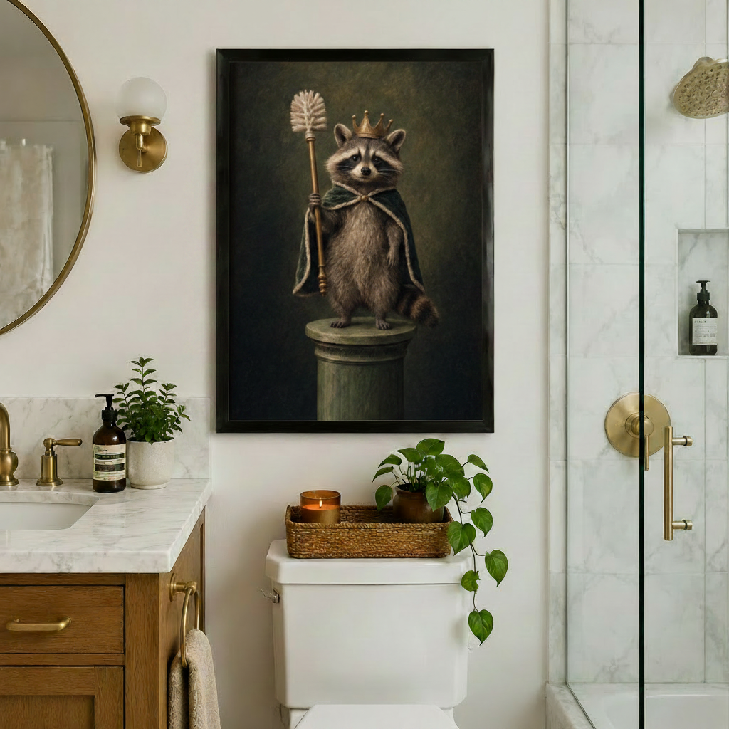 Royal Raccoon King Throne Funny Canvas Art Wall Art