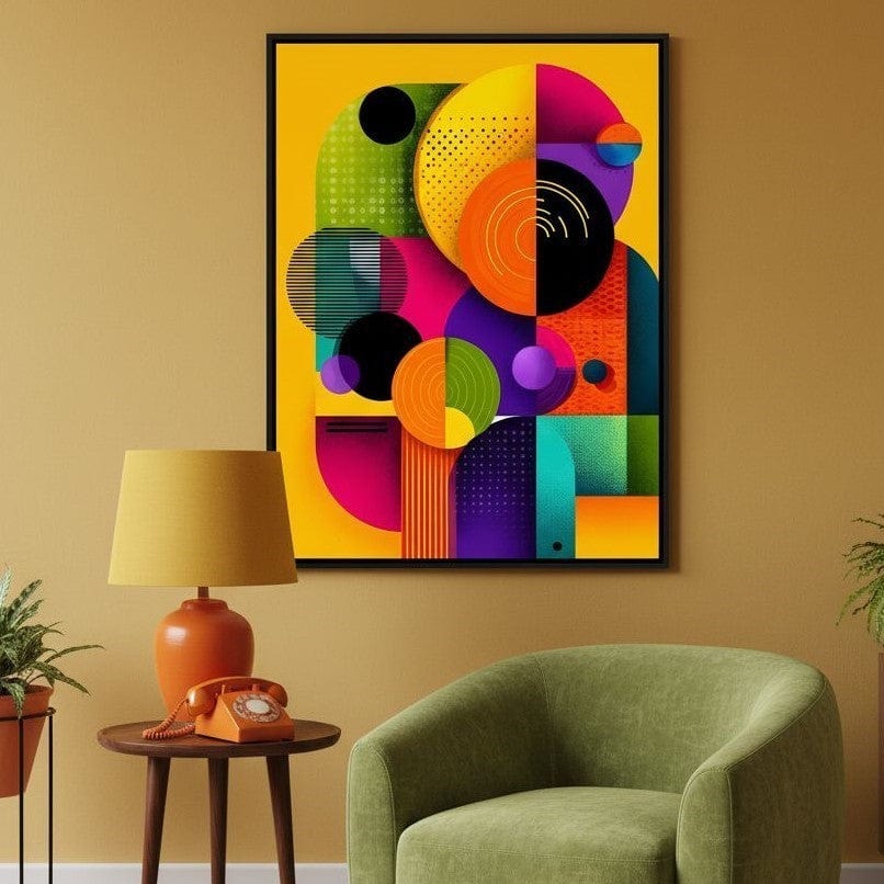 Vivid Geo Orbit Kaleidoscope Canvas Wall Art