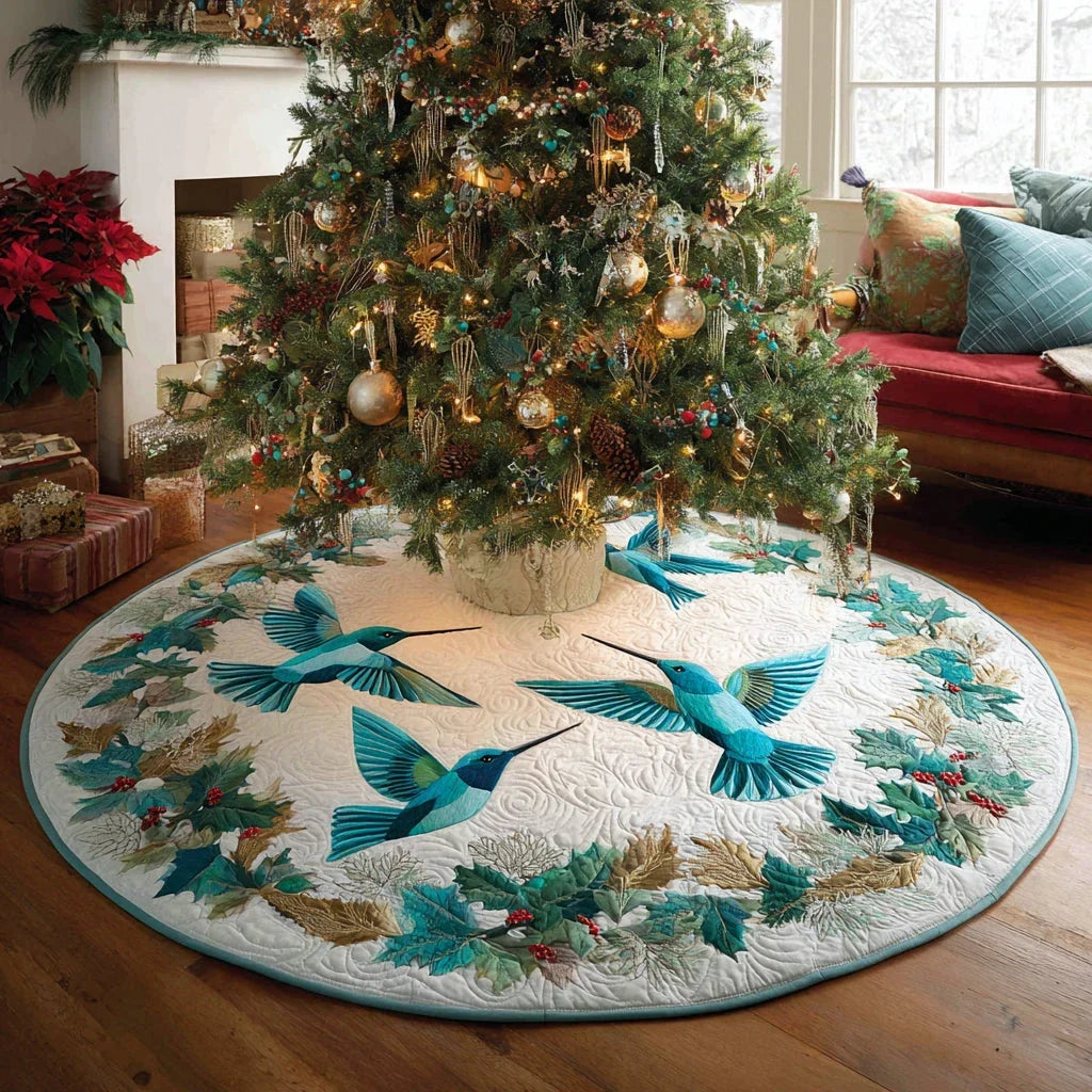 Ruby Shimmer Christmas Quilted Tree Skirt
