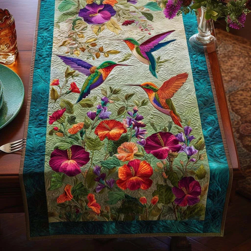 Ruby Throat Quilted Table Runner