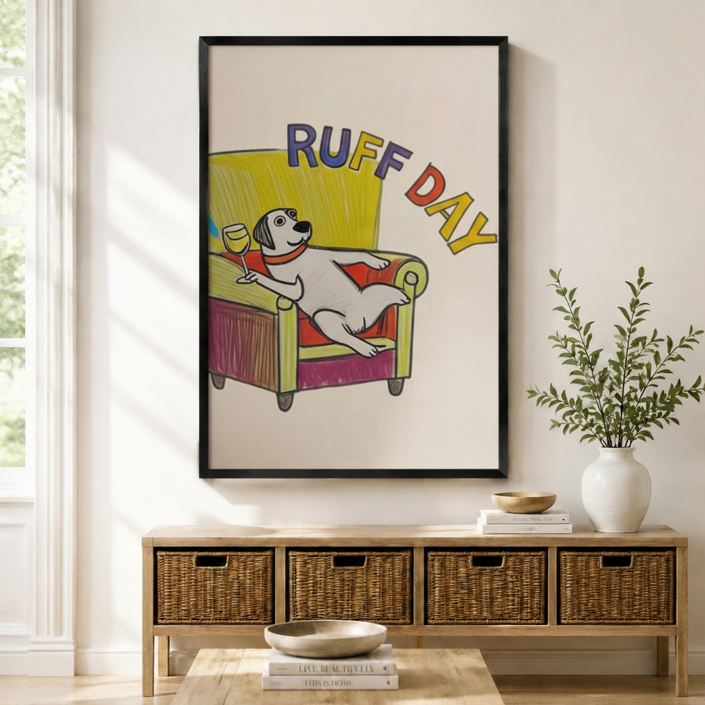 Ruff Day Funny Dog Canvas Wall Art