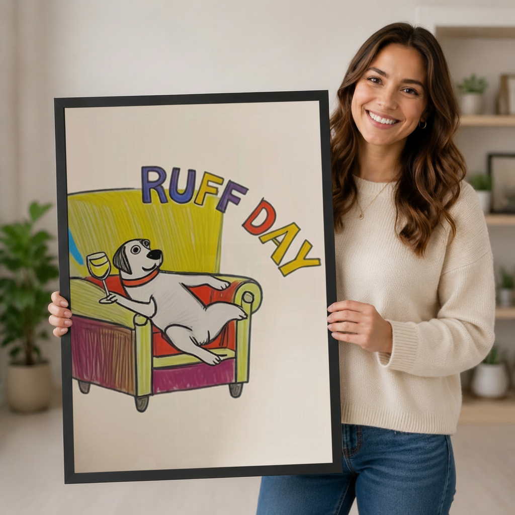 Ruff Day Funny Dog Canvas Wall Art