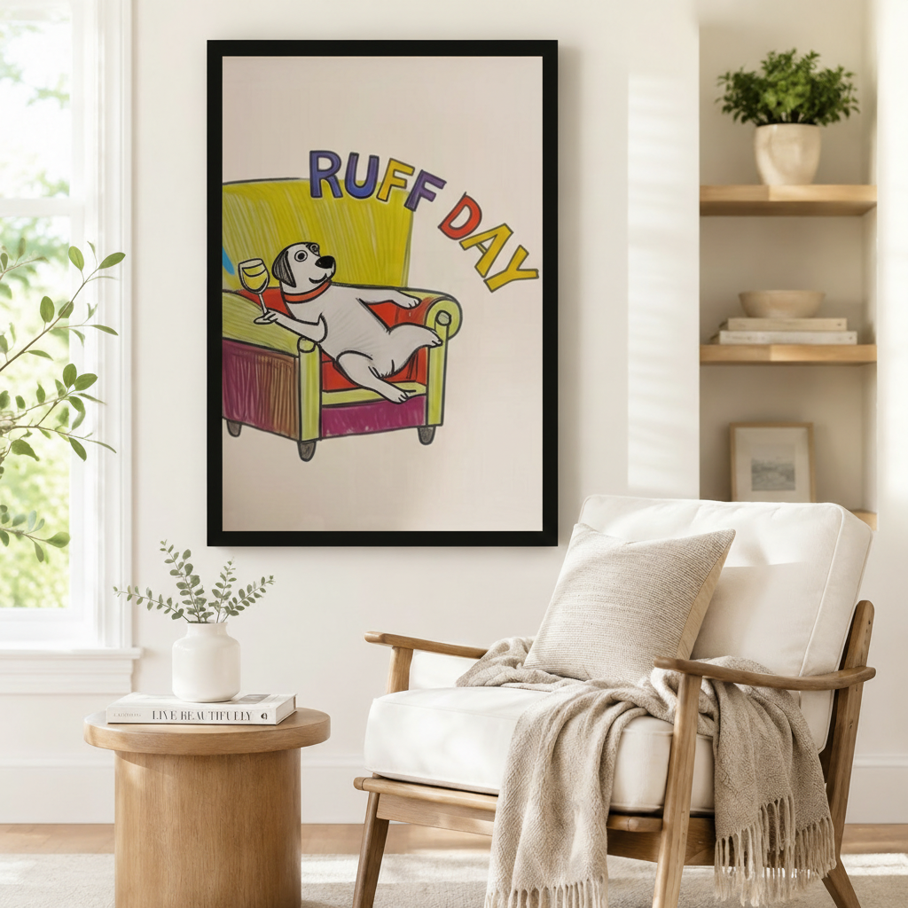 Ruff Day Funny Dog Canvas Wall Art
