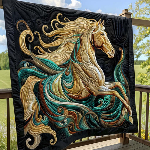 Running Horse Quilt Blanket - Quilted Blanket by Wild and Way