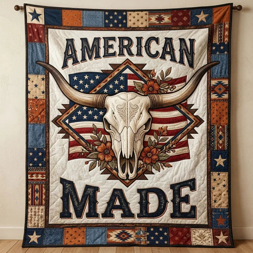 Rustic American Cowboy Spirit Quilt Blanket