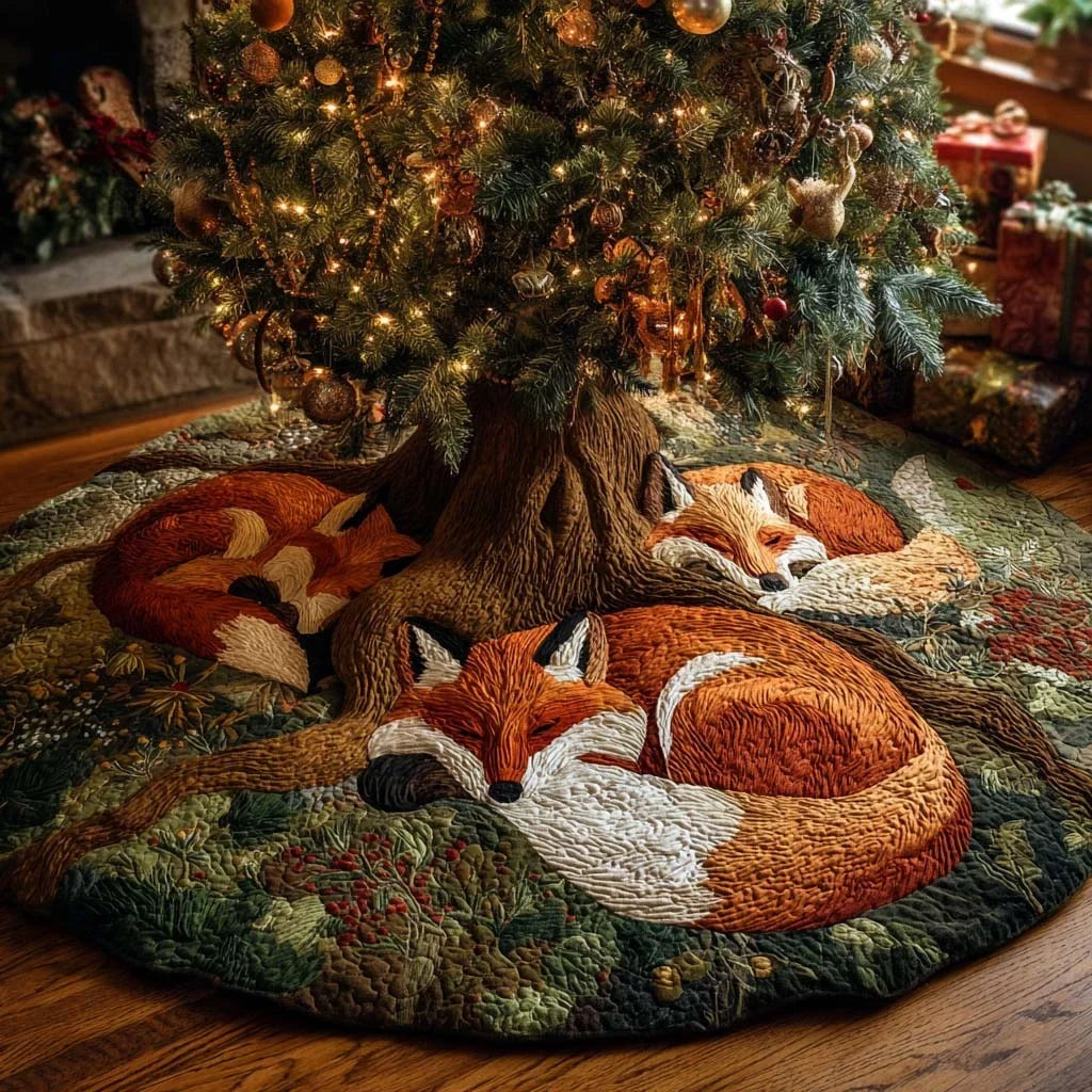 Rustic Animals Christmas Quilted Tree Skirt