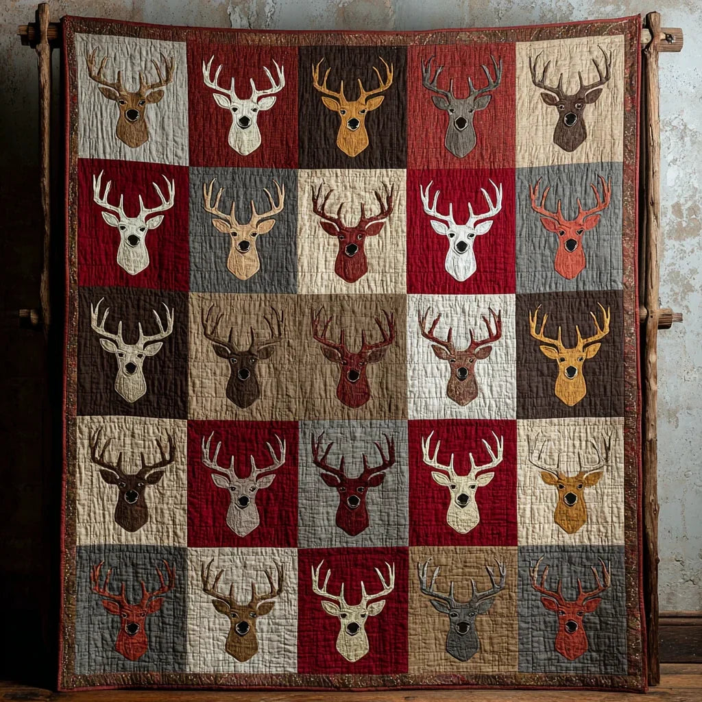 Rustic Antlers Quilt Blanket