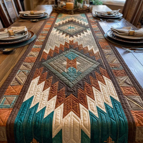 Rustic Arrow Diamond Quilted Table Runner