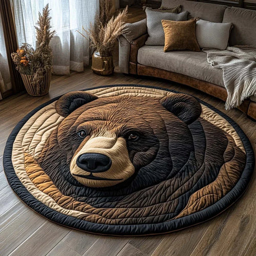 Rustic Bear Quilted Round Mat