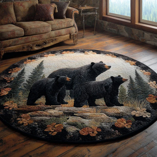 Rustic Bear Quilted Round Mat