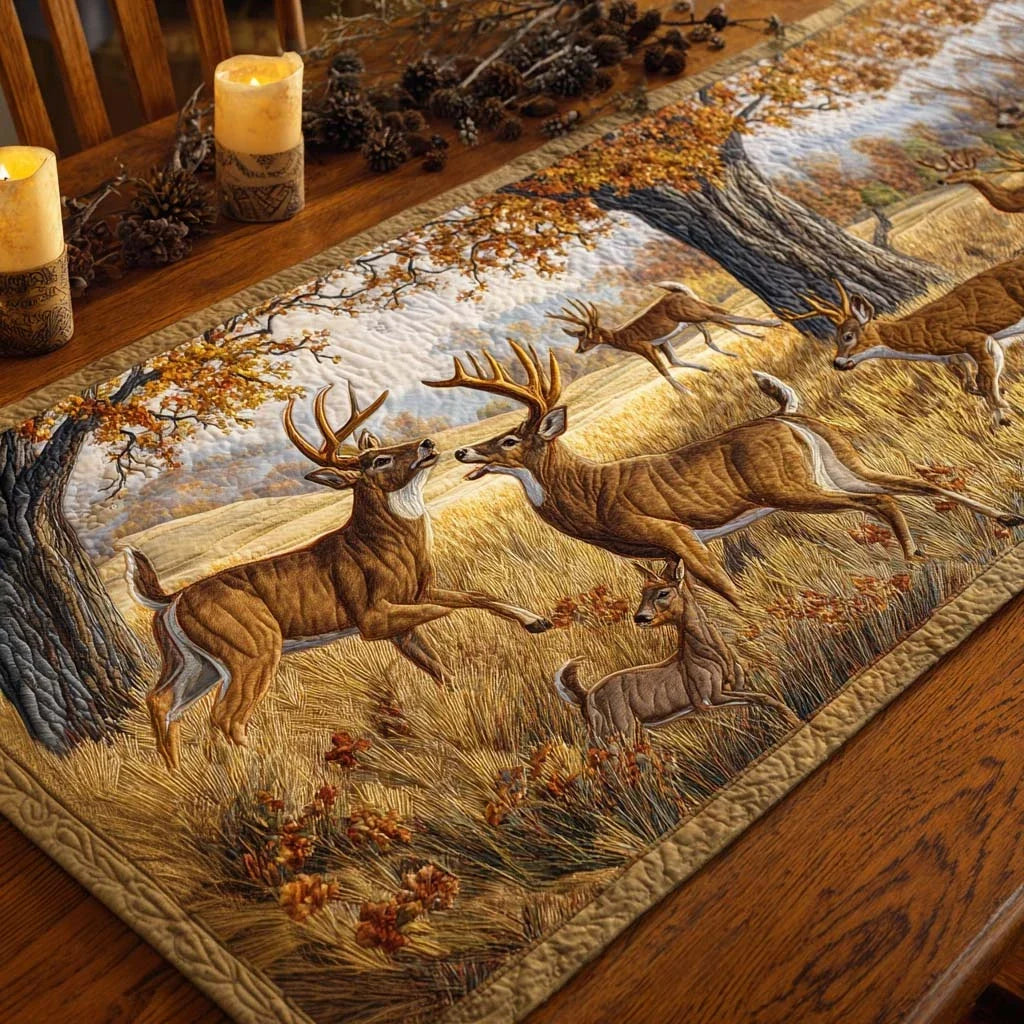 Rustic Bucks Quilted Table Runner