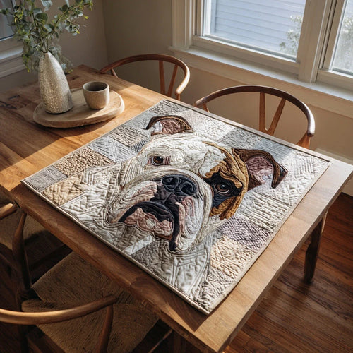 Rustic Bulldog Quilted Table Topper