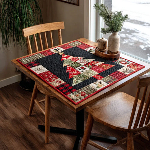 Rustic Christmas Tree Quilted Table Topper