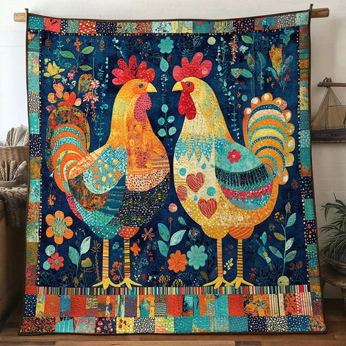 Rustic Color Chicken Quilt Blanket