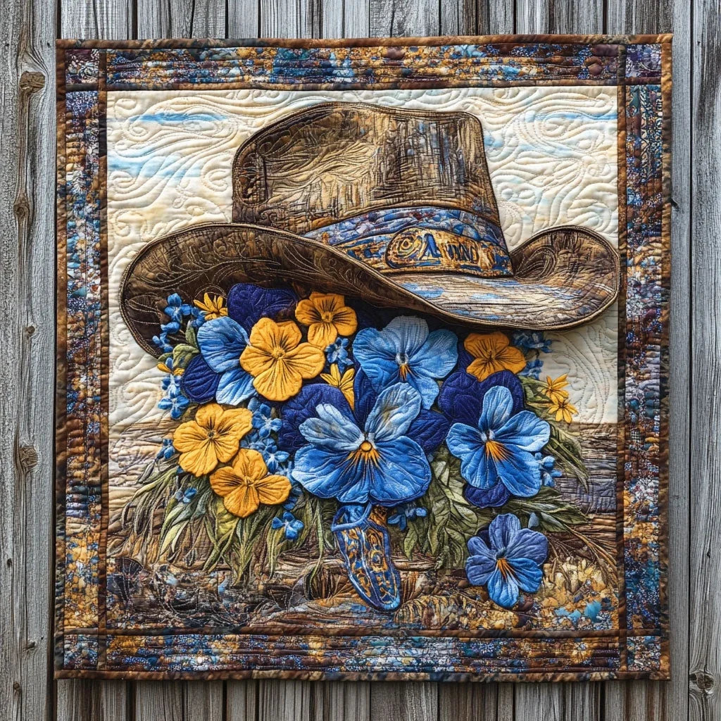 Rustic Cowboy Hat Quilt Blanket