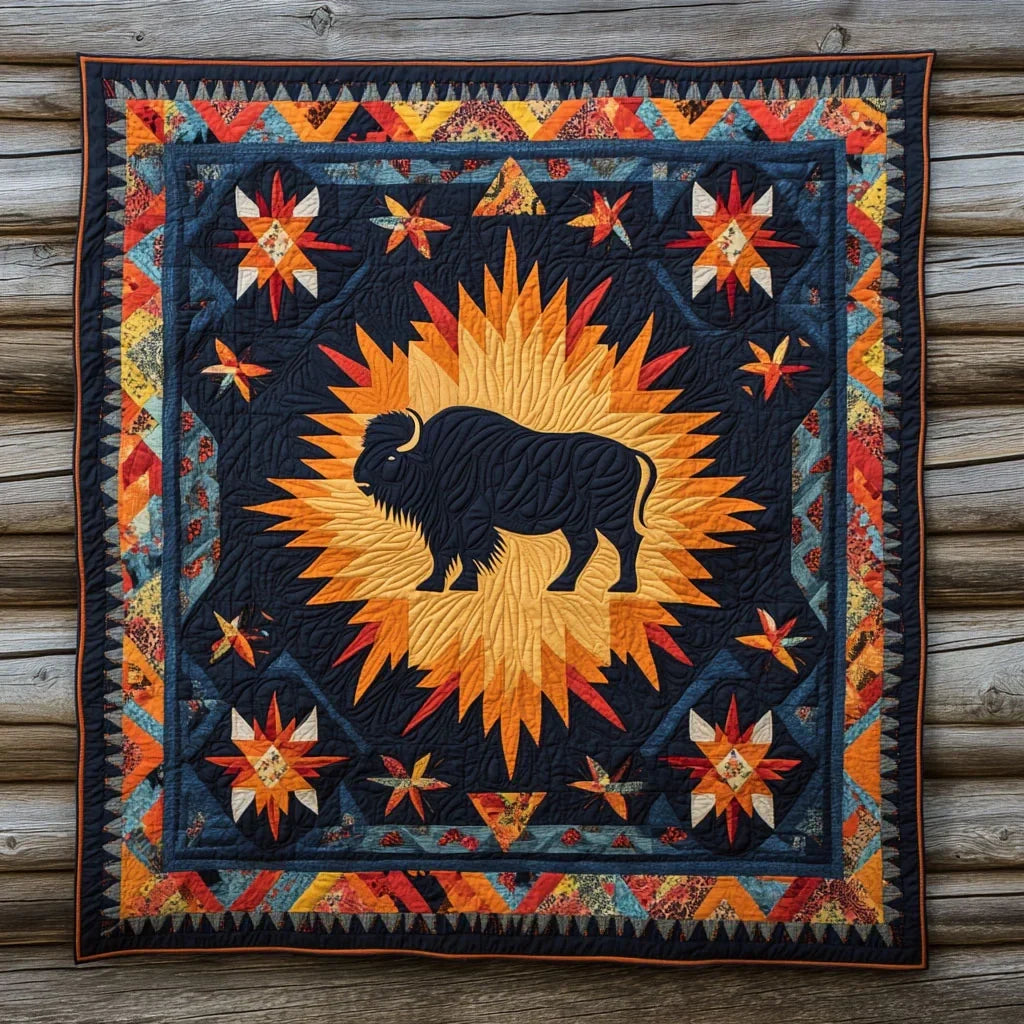 Rustic Crown Bison Quilt Blanket