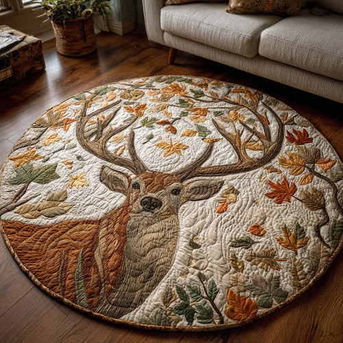 Rustic Deer Quilted Round Mat
