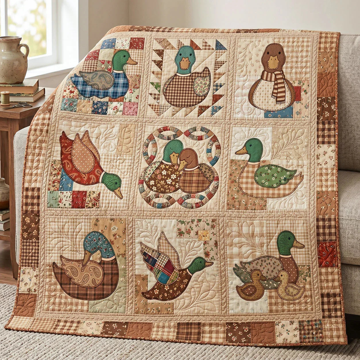Rustic Duck Quilt Blanket - Quilted Blanket by Wild and Way