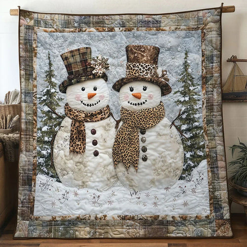 Rustic Duo Snowman Quilt Blanket