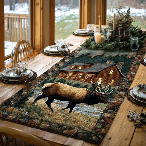 Rustic Elk Quilted Table Runner