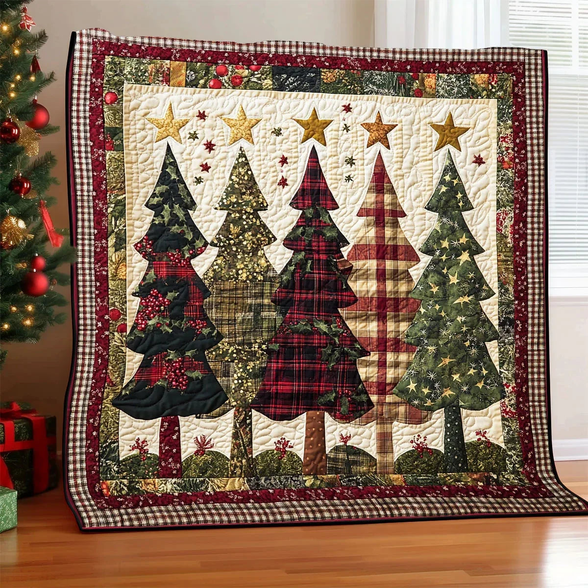 Rustic Evergreen Quilt Blanket