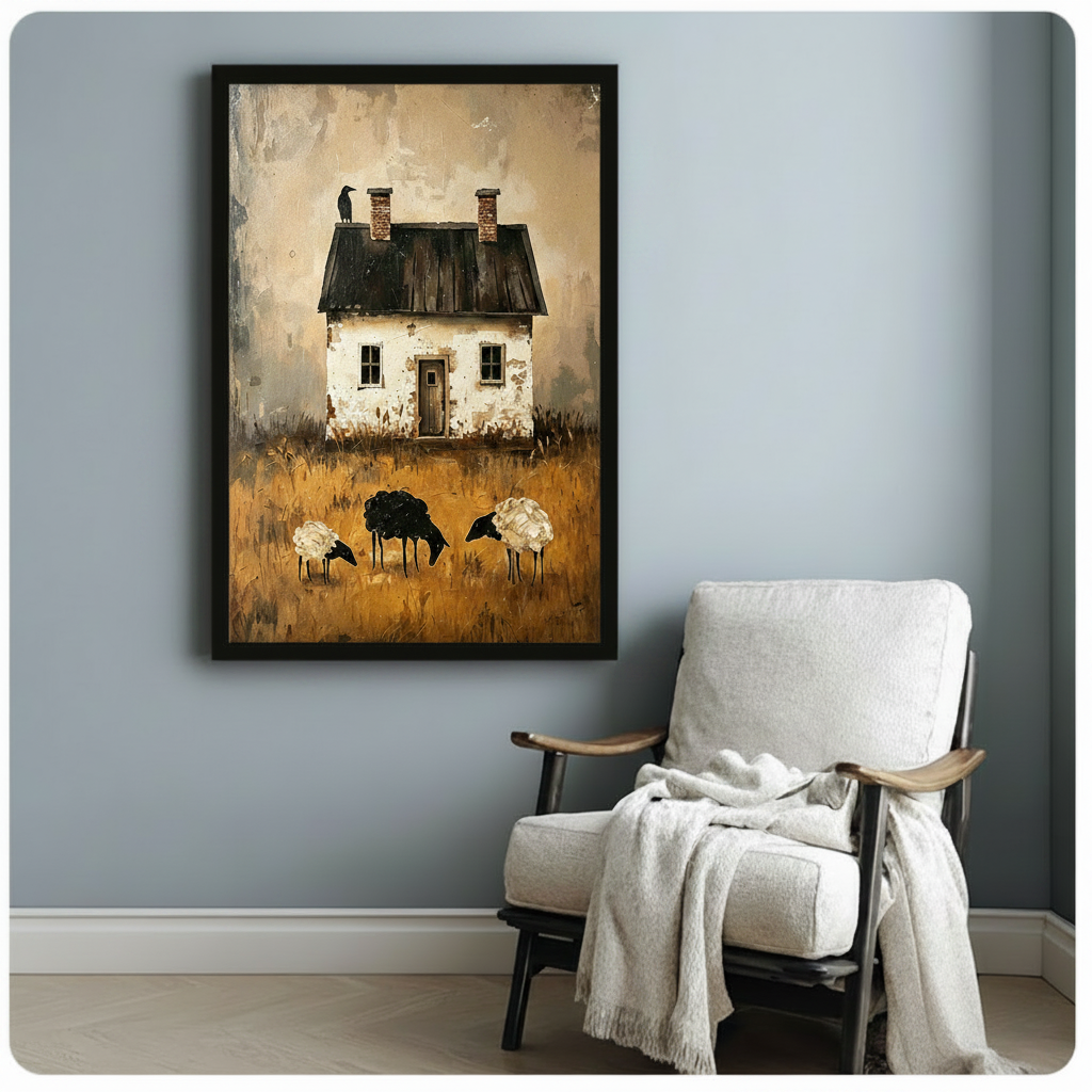 Rustic Farmhouse Black Sheep Canvas Wall Art