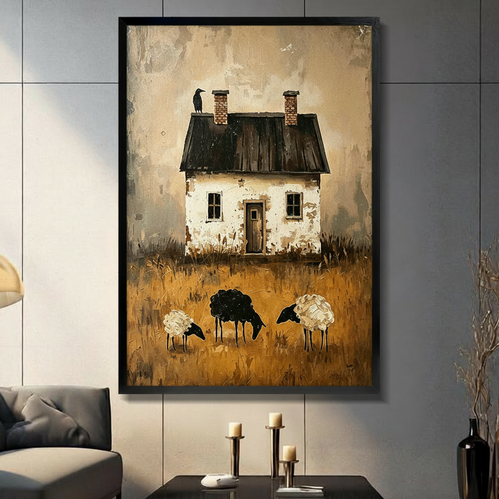 Rustic Farmhouse Black Sheep Canvas Wall Art
