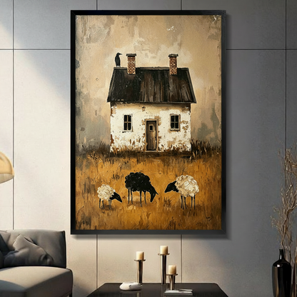 Rustic Farmhouse Black Sheep Canvas Wall Art