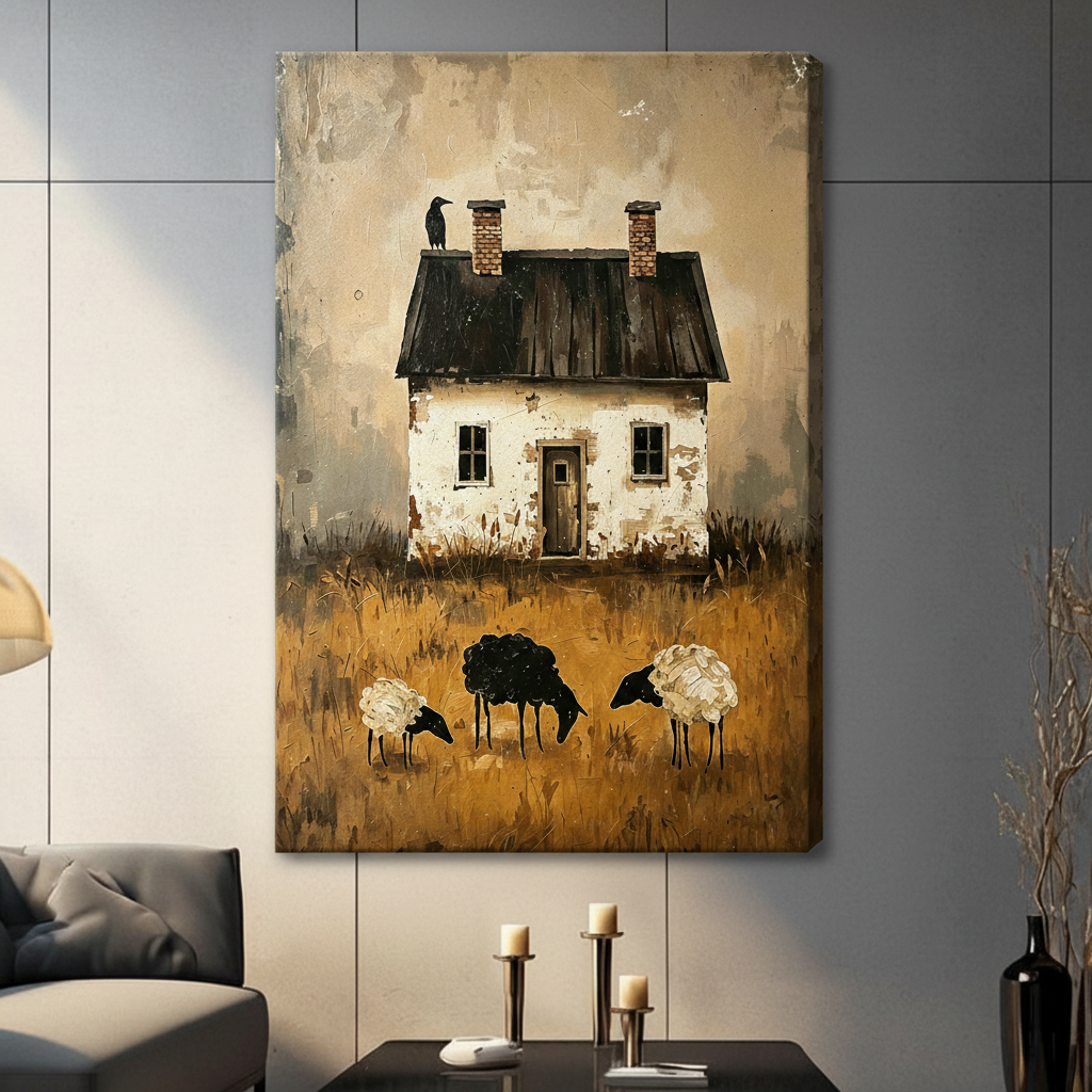 Rustic Farmhouse Black Sheep Canvas Wall Art