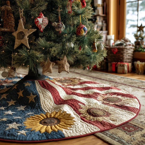 Rustic Glory Christmas Quilted Tree Skirt