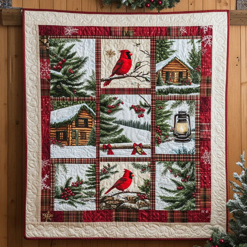 Rustic Glow Cardinal Quilt Blanket