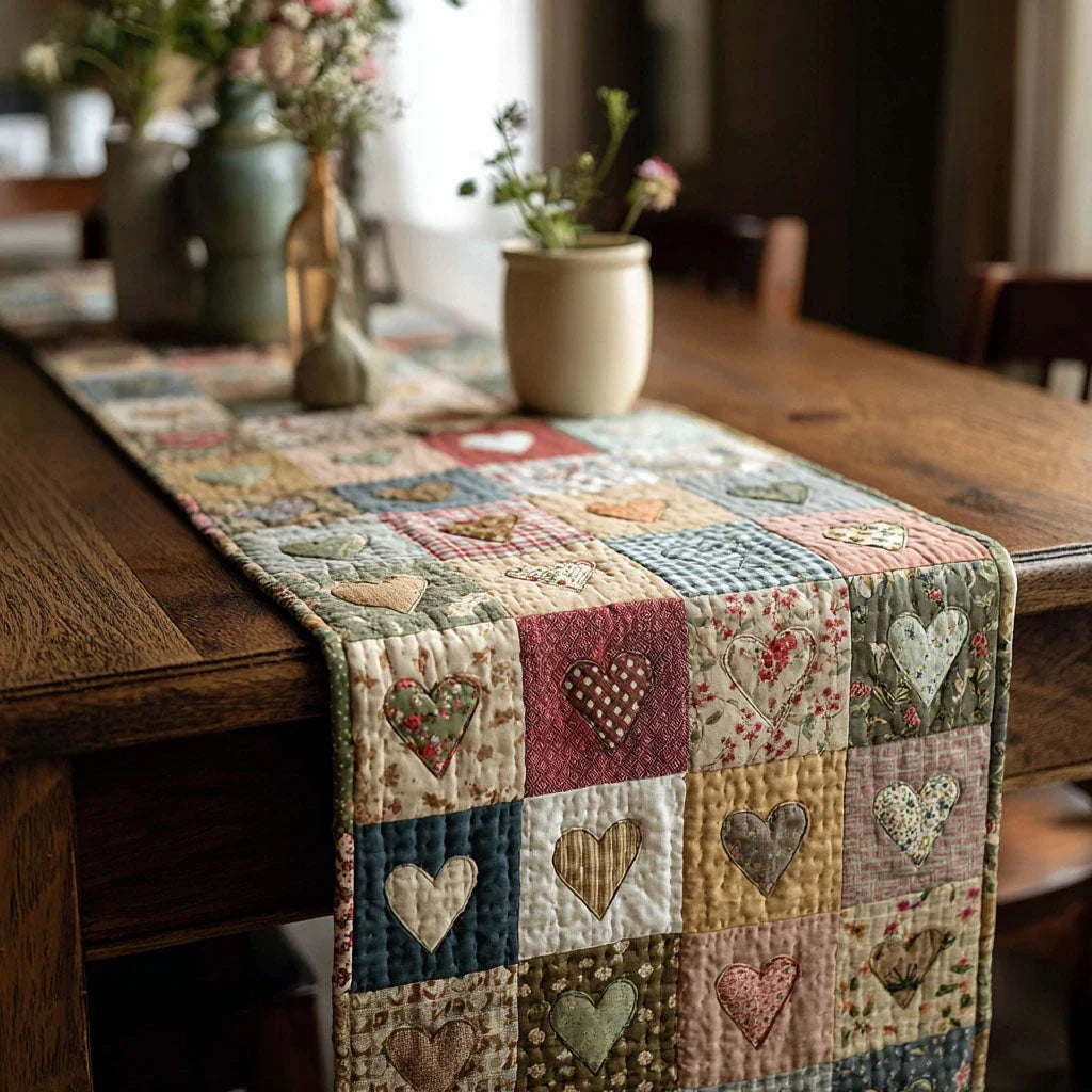Rustic Heart Lane Quilted Table Runner