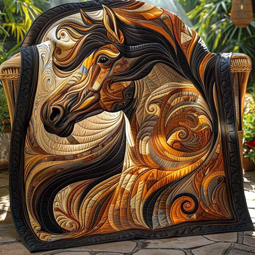 Rustic Horse Quilt Blanket - Quilted Blanket by Wild and Way