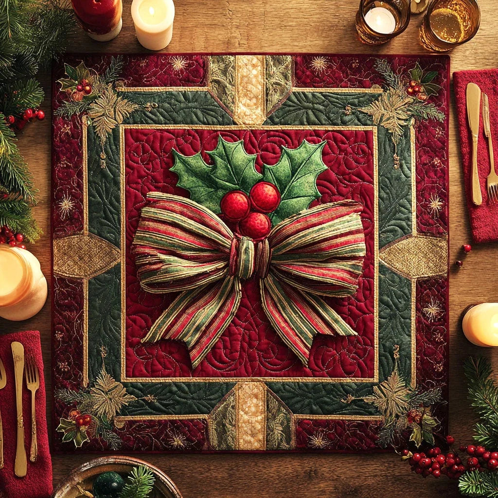 Rustic Noel Quilted Table Topper