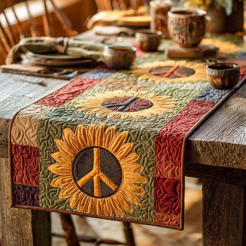 Rustic Peace Quilted Table Runner