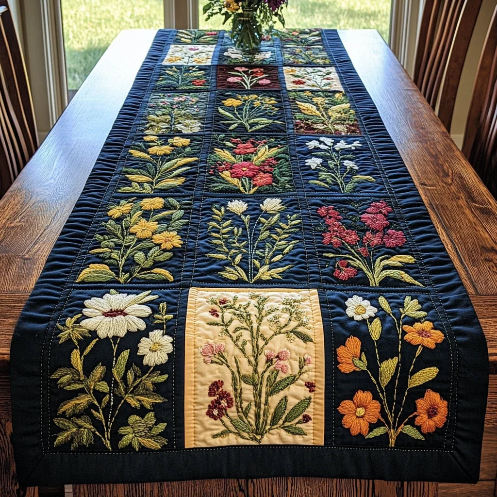 Rustic Petals Quilted Table Runner