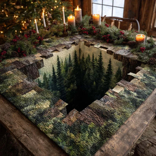 Rustic Pine Forest Quilted Table Topper