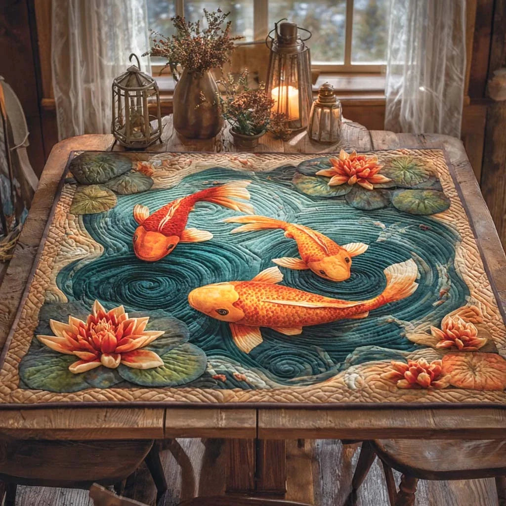 Rustic Pond Glow Quilted Table Topper
