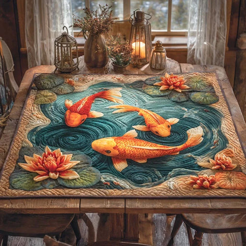 Rustic Pond Glow Quilted Table Topper