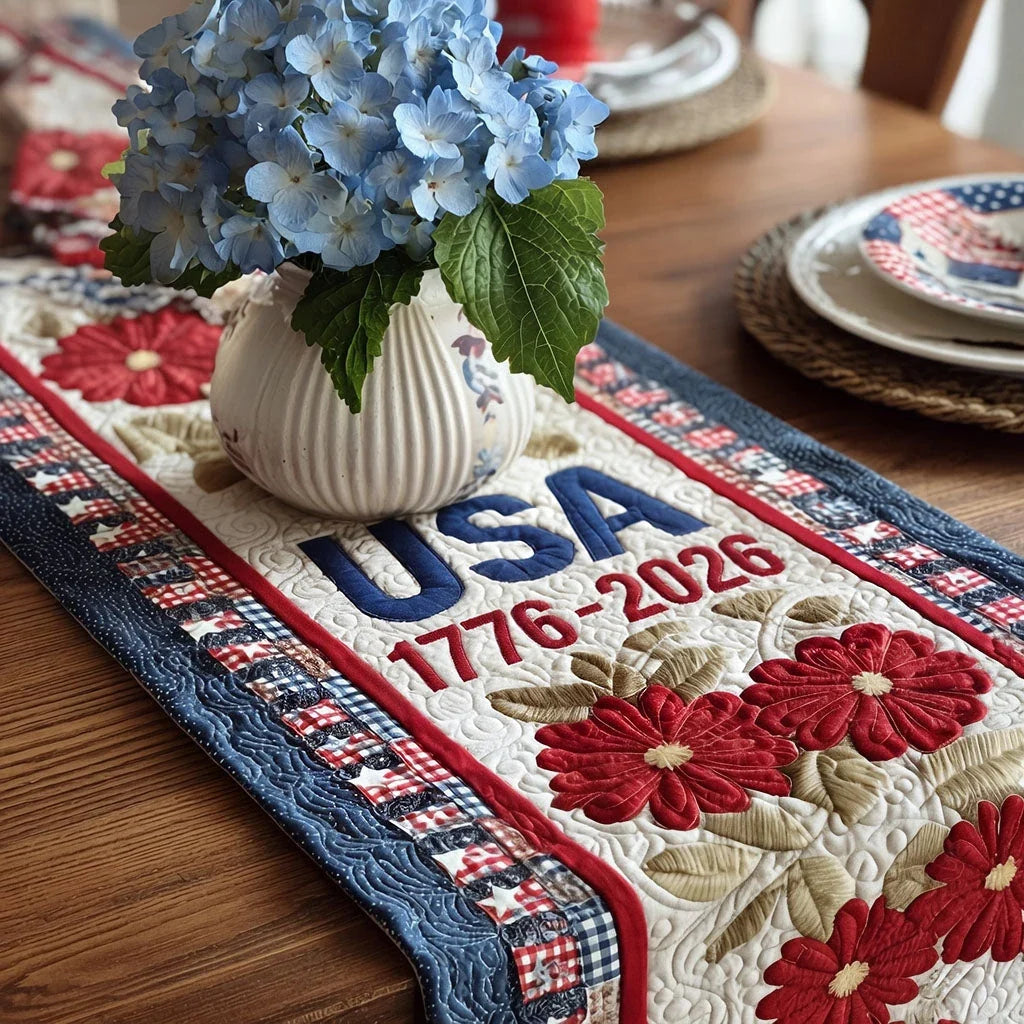 Rustic Remembrance Quilted Table Runner