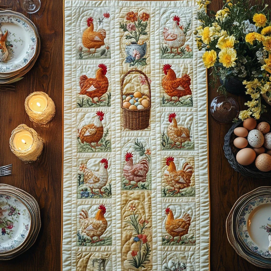 Rustic Roosters Quilted Table Runner