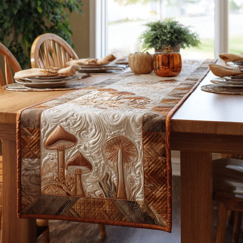 Rustic Shrooms Quilted Table Runner