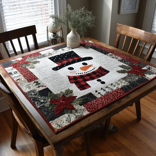 Rustic Snowman Bloom Quilted Table Topper